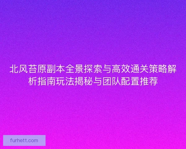 北风苔原副本全景探索与高效通关策略解析指南玩法揭秘与团队配置推荐